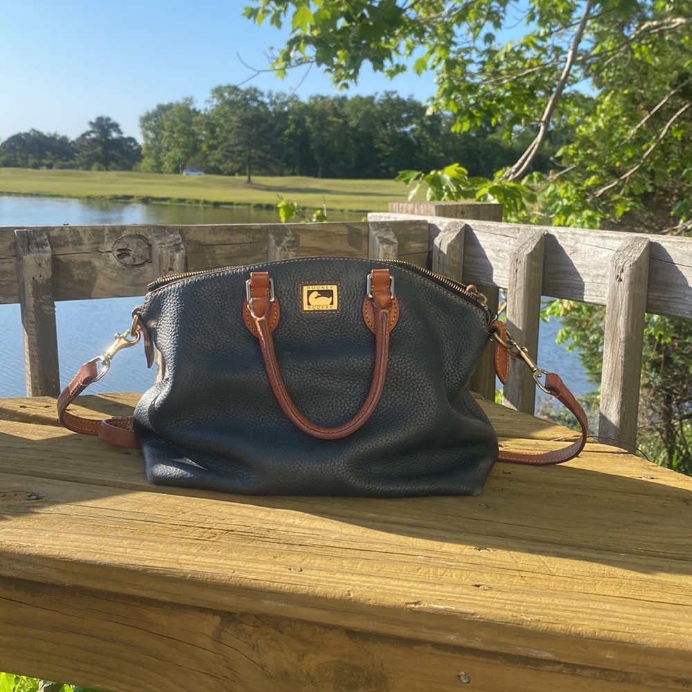 Dooney & Bourke Navy and Brown Satchel